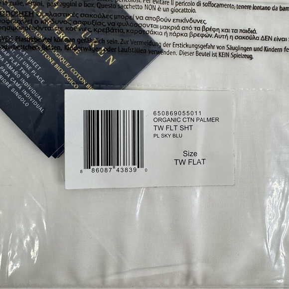 Ralph Lauren NWT Organic Cotton Palmer Twin Flat Sheet Sky Blue - Picture 4 of 5